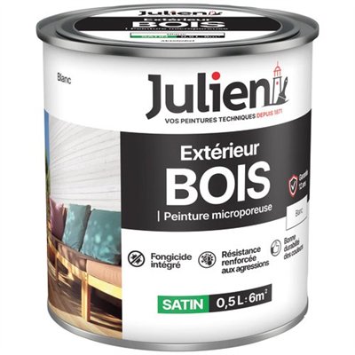 JULIEN - Peinture Julien bois microporeux blanc 0.5l