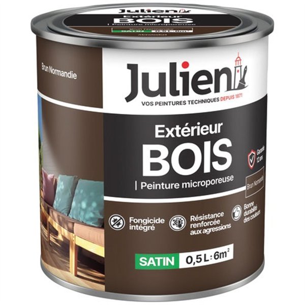 JULIEN - Peinture Julien bois microporeux brun normandie 0.5l