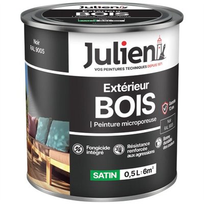 JULIEN - Peinture Julien bois microporeux noir 0.5l