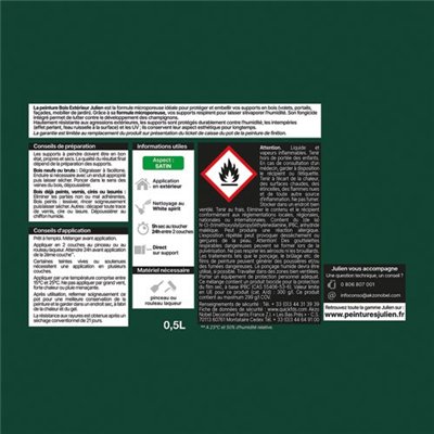 JULIEN - Peinture Julien bois microporeux vert basque 0l5