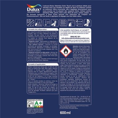 DULUX VALENTINE - Aérosol Color Touch mat noir 600ml
