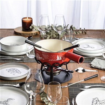 TABLE ET COOK - Service à fondue 22 cm Rouge - Hiver