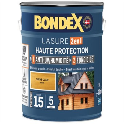 BONDEX - Bondex lasure 2 en1 ind 15 5 ans 5l chêne clair