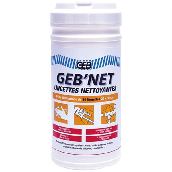 GEB - Lingettes nettoyantes mains et surfaces gebnet seau x80