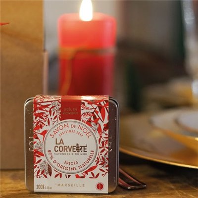 LA CORVETTE - Coffret Cube Savon de Noël Épices 100 g + Boîte