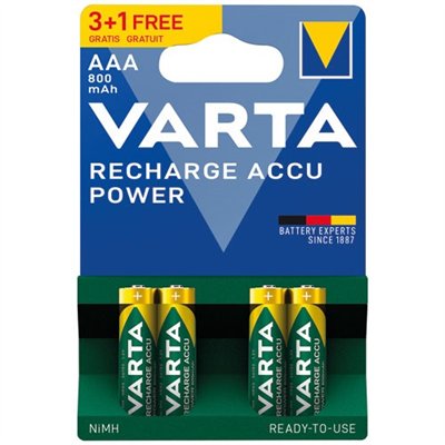 VARTA - Piles rechargeables HR03 AAA 800 mAh blister 3+1 offerte