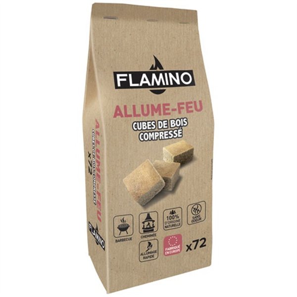 FLAMINO - Allume feu cubes de bois compressé x 72