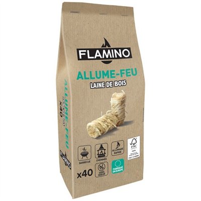 FLAMINO - Allume feu laine de bois x 40