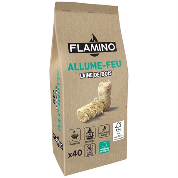 FLAMINO - Allume feu laine de bois x 40