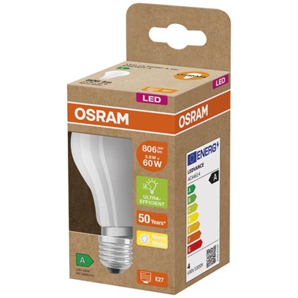 OSRAM - Led standard verre dépoli classe A 4w e27 blanc chaud