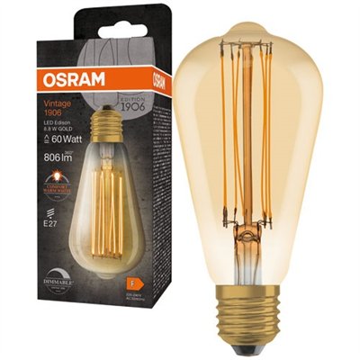 OSRAM - 1906 edison clair fil d'or 8.8w e27 chaud