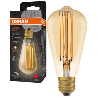 OSRAM - LED 1906 edison clair fil.dim or 5.8w e27 chaud