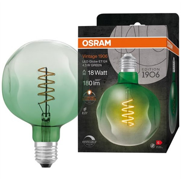 OSRAM - 1906 led et124 clair fil vert var 4.5w e27 chaud