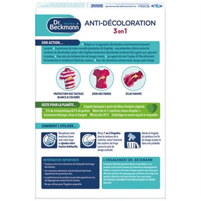 DR BECKMANN - Lingettes anti décoloration 3en1 x26