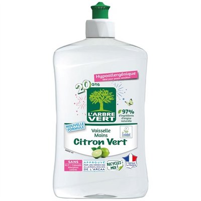 L'ARBRE VERT - l arbre vert vaisselle mains ecolabel citron vert 500ml