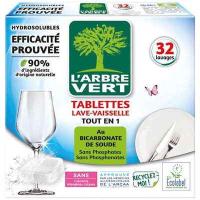 L'ARBRE VERT - Arbre vert tablettes lave vaisselle tout en 1 x32 doses
