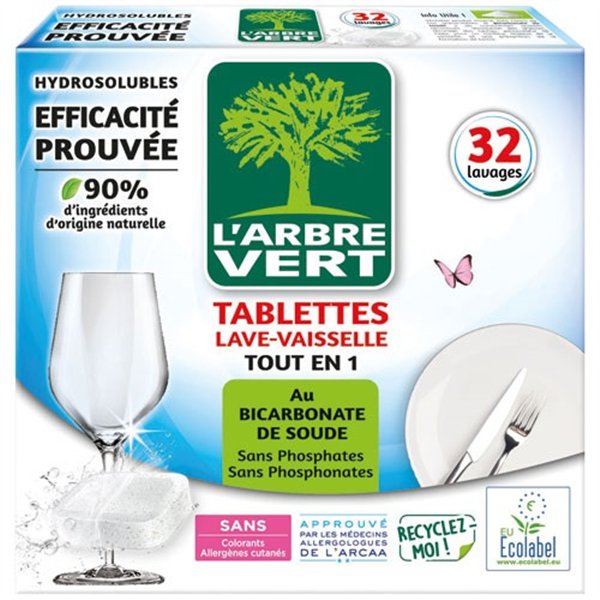 L'ARBRE VERT - Arbre vert tablettes lave vaisselle tout en 1 x32 doses