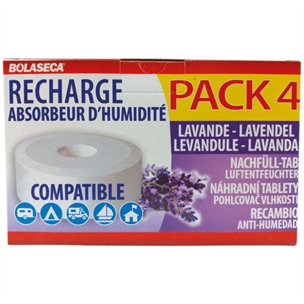 BOLASECA - Recharge absorbeur humidité galets 4 x 450 g lavande