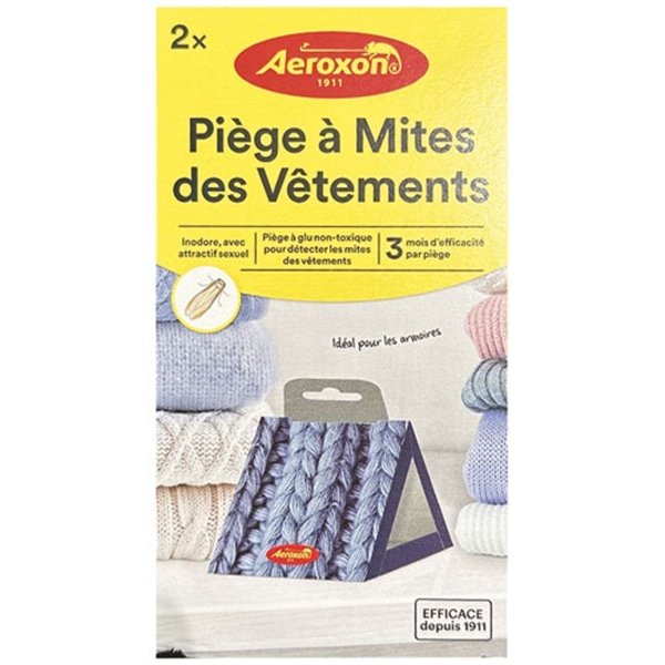 AEROXON - Boite de 2 pièges collants à mites vestimentaires
