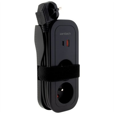 ZENITECH - Bloc nomade 2x16a USB A + C 34a 3g1 1.6m noir
