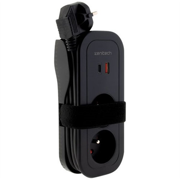 ZENITECH - Bloc nomade 2x16a USB A + C 34a 3g1 1.6m noir
