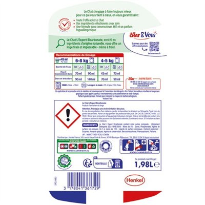 LE CHAT - Lessive liquide Le Chat expert bicarbonate 1.98L 44 lavages