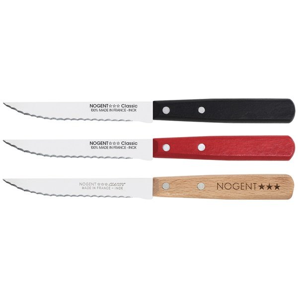 NOGENT - Boîte 20 couteaux à steak 11 cm Rouge/ Noir/ Hêtre - Classic Bois