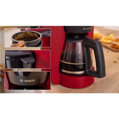 BOSCH - Cafetière filtre 10/15 tasses Rouge Mat - MyMoment - TKA2M114
