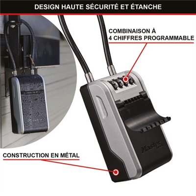 MASTER LOCK - Boite a clé amovible à anse flexible programmation 4 chiffres
