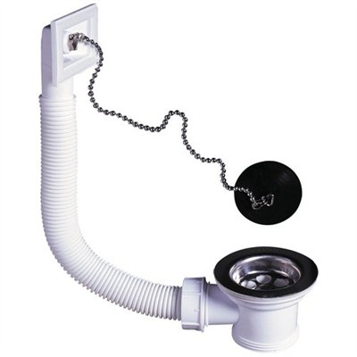 WIRQUIN - Bonde d'évier avec grille inox et trop plein  50mm