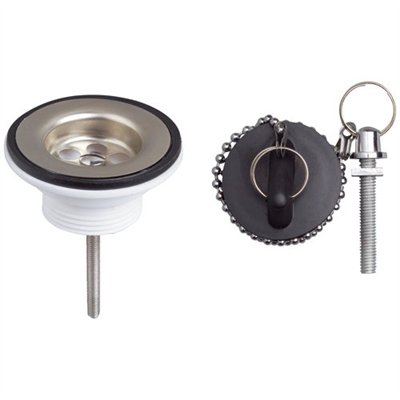 WIRQUIN - Bonde de lavabo avec grille inox et bouchon plastique noir