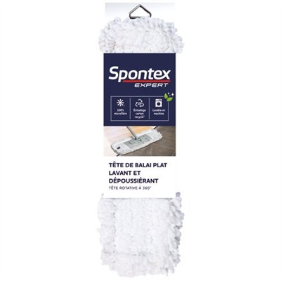 SPONTEX EXPERT - Tête de balai plat lavant et dépoussiérant