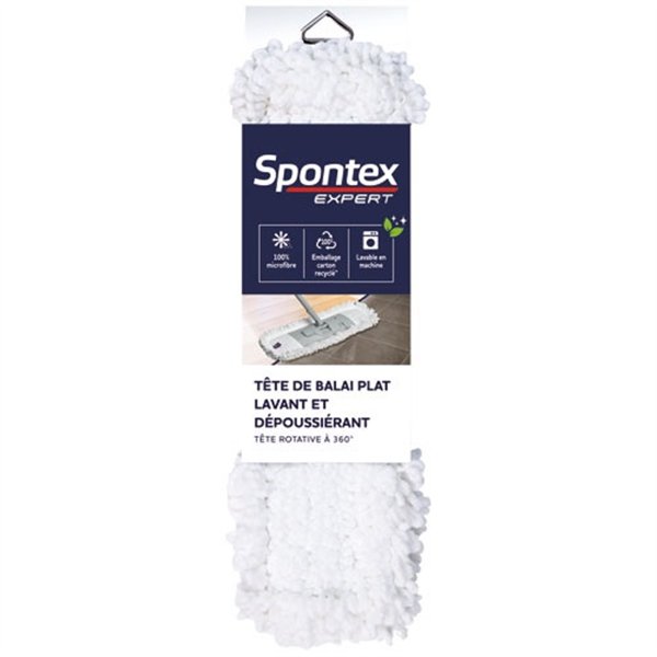 SPONTEX EXPERT - Tête de balai plat lavant et dépoussiérant