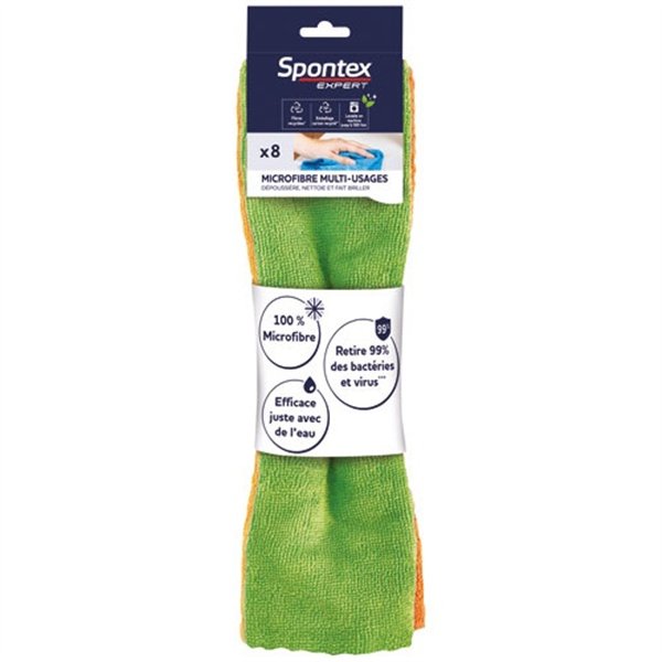 SPONTEX EXPERT - Lavette microfibre multi usages x 8