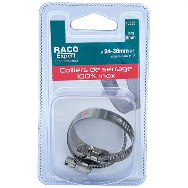 RACO EXPERT - Colliers inox x2 8mm 24/36mm sc