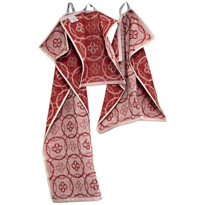 TISSAGES DE BEAULIEU - Lot torchons 3 tailles jacquard rouge