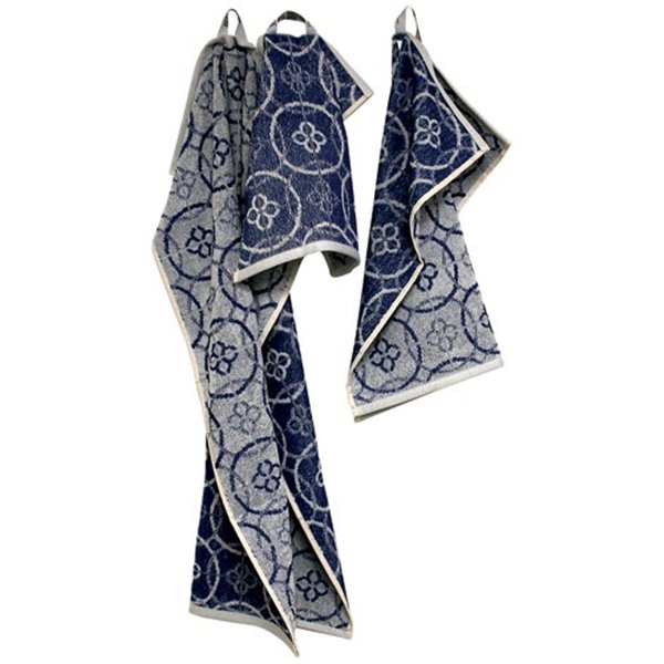 TISSAGES DE BEAULIEU - Lot torchons 3 tailles jacquard bleu