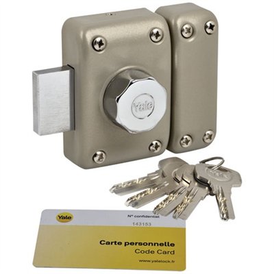 YALE - Verrou de porte à bouton cylindre ø23 mm longeur 45 mm beige