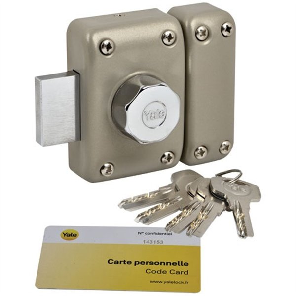 YALE - Verrou de porte à bouton cylindre ø23 mm longeur 45 mm beige