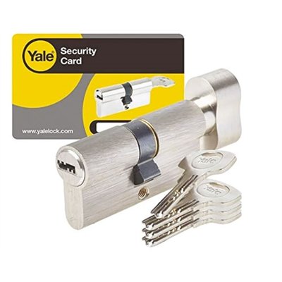 YALE - Cylindre à bouton 6 goupilles 4 clés 1 carte 30 x 30 mm