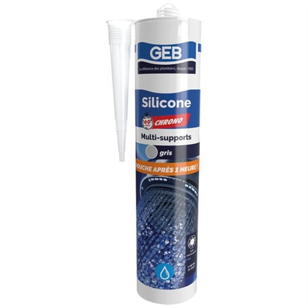 GEB - Mastic silicone 60 min chrono gris 280 ml