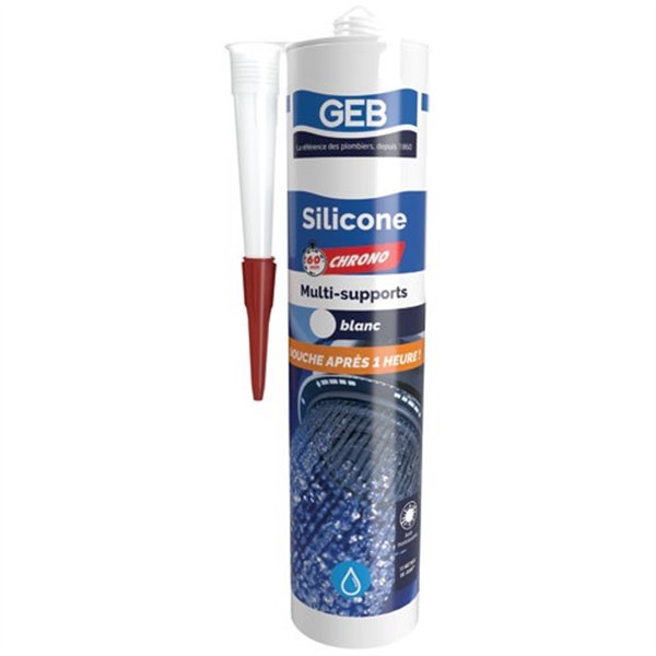 GEB - Mastic silicone 60 min chrono noir 280 ml