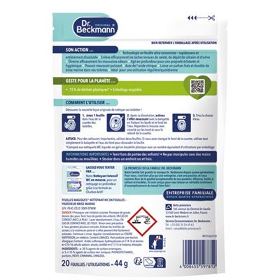 DR BECKMANN - Feuilles magiques nettoyant wc brise marine X20
