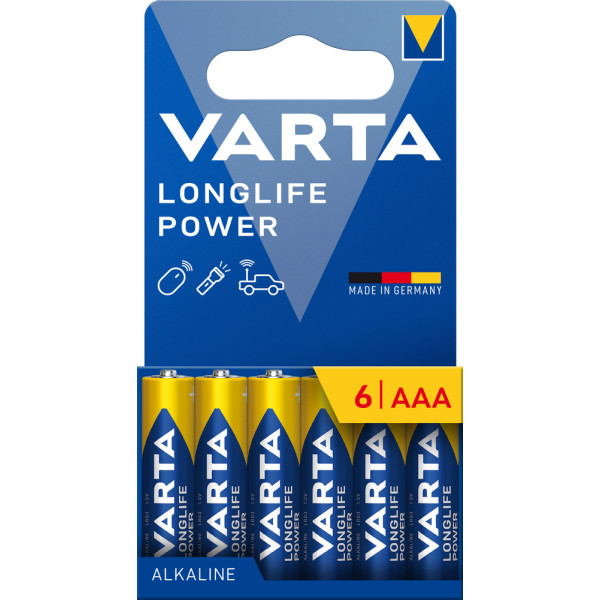 VARTA - Piles Alcalines Longlife Power AAA/LR03 1.5V Blister de 6