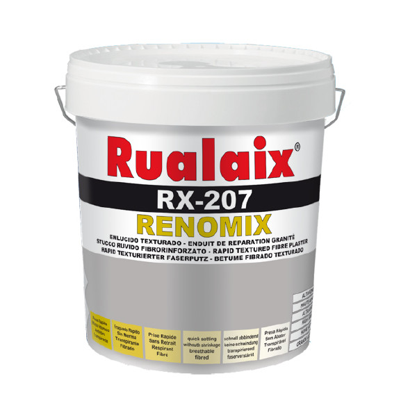 RUALAIX - RX-207 Renomix Blanc - Enduit Façade Garnissant Fibré et Texturé en Poudre 15 kg