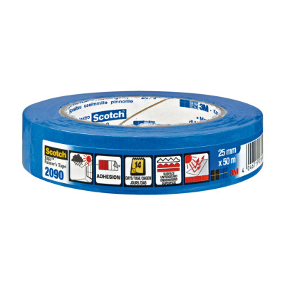 3M - 2090 Adhésif de Masquage Professionnel Longue Durée Multi-Surfaces Bleu 24 mm x 50 m