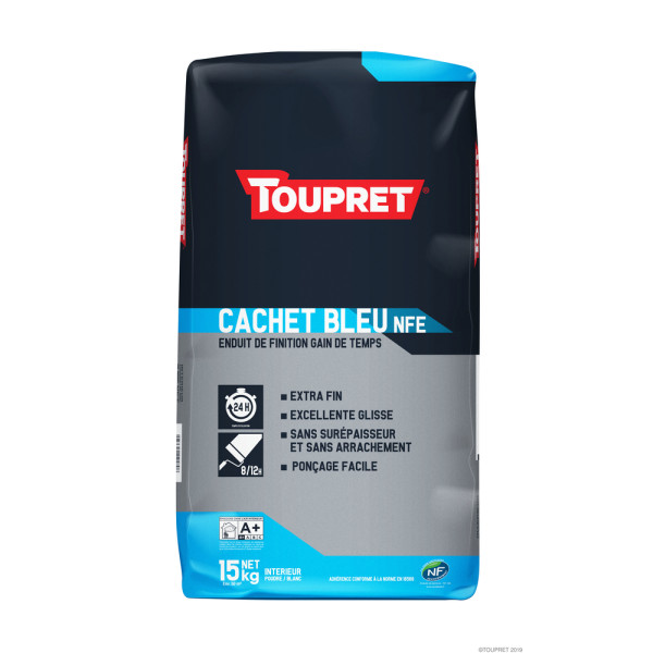 TOUPRET - Cachet Bleu Enduit de Finition Gain de Temps NFE Poudre Sac 15 kg