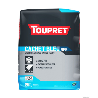 TOUPRET - Cachet Bleu Enduit de Finition Gain de Temps NFE Poudre Sac 25 kg