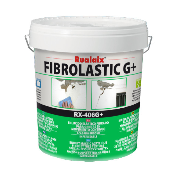RUALAIX - RX-406G+ Fibrolastic G+ - Enduit-Mastic Fibré et Très Granité Spécial Fissures Vivantes 5 kg