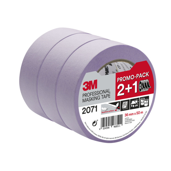 SCOTCH - 2071 Lot 2+1 Gratuit Masquage Spécial Surfaces Délicates Violet 36 mm x 50 m